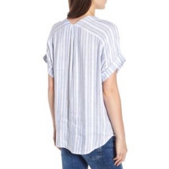 Like new Rails Jeri Linen Blend Blue & White Stripe Top - Picture 7 of 15